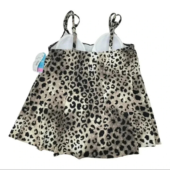 Swim Solutions Cheetah Print Bust Support Tankini Swim Top Size 8 - Picture 5 of 8